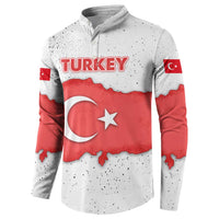 Turkey Flag Map Red and White Button Sweatshirt with National Symbol