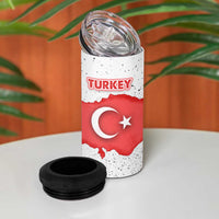 Turkey Flag Map Red and White 4 in 1 Can Cooler Tumbler with National Symbol