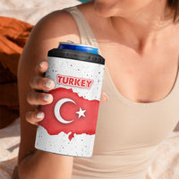 Turkey Flag Map Red and White 4 in 1 Can Cooler Tumbler with National Symbol