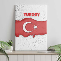 Turkey Flag Map Red and White Canvas Wall Art with National Symbol
