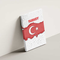 Turkey Flag Map Red and White Canvas Wall Art with National Symbol