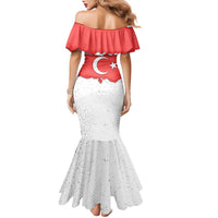 Turkey Flag Map Red and White Family Matching Mermaid Dress and Hawaiian Shirt with National Symbol