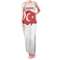 Turkey Flag Map Red and White Family Matching Tank Maxi Dress and Hawaiian Shirt with National Symbol