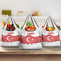 Turkey Flag Map Red and White Grocery Bag with National Symbol