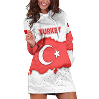 Turkey Flag Map Red and White Hoodie Dress with National Symbol