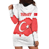 Turkey Flag Map Red and White Hoodie Dress with National Symbol
