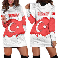 Turkey Flag Map Red and White Hoodie Dress with National Symbol