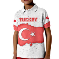 Turkey Flag Map Red and White Kid Polo Shirt with National Symbol