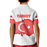 Turkey Flag Map Red and White Kid Polo Shirt with National Symbol