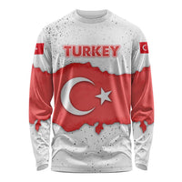 Turkey Flag Map Red and White Long Sleeve Shirt with National Symbol