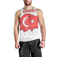 Turkey Flag Map Red and White Men Tank Top with National Symbol