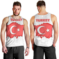 Turkey Flag Map Red and White Men Tank Top with National Symbol