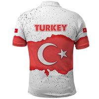Turkey Flag Map Red and White Polo Shirt with National Symbol