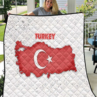 Turkey Flag Map Red and White Quilt with National Symbol