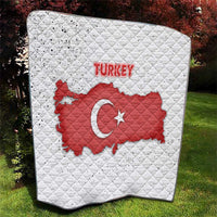 Turkey Flag Map Red and White Quilt with National Symbol