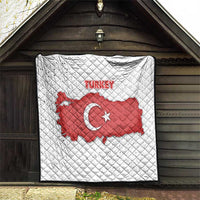 Turkey Flag Map Red and White Quilt with National Symbol