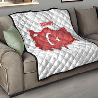 Turkey Flag Map Red and White Quilt with National Symbol