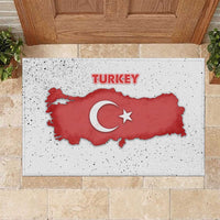 Turkey Flag Map Red and White Rubber Doormat with National Symbol