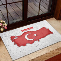 Turkey Flag Map Red and White Rubber Doormat with National Symbol