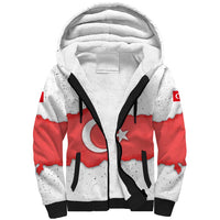 Turkey Flag Map Red and White Sherpa Hoodie with National Symbol