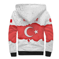 Turkey Flag Map Red and White Sherpa Hoodie with National Symbol