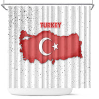 Turkey Flag Map Red and White Shower Curtain with National Symbol