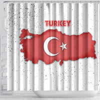 Turkey Flag Map Red and White Shower Curtain with National Symbol