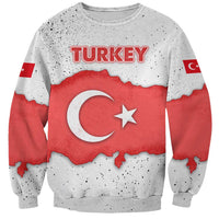 Turkey Flag Map Red and White Sweatshirt with National Symbol