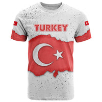 Turkey Flag Map Red and White T Shirt with National Symbol