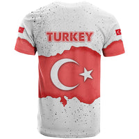 Turkey Flag Map Red and White T Shirt with National Symbol