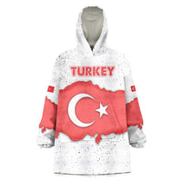 Turkey Flag Map Red and White Wearable Blanket Hoodie with National Symbol