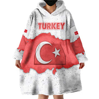 Turkey Flag Map Red and White Wearable Blanket Hoodie with National Symbol