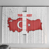 Turkey Flag Map Red and White Window Curtain with National Symbol