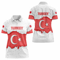 Turkey Flag Map Red and White Women Polo Shirt with National Symbol