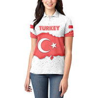 Turkey Flag Map Red and White Women Polo Shirt with National Symbol
