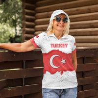 Turkey Flag Map Red and White Women Polo Shirt with National Symbol
