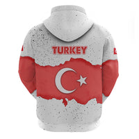 Turkey Flag Map Red and White Zip Hoodie with National Symbol
