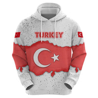 Turkey Flag Map Red and White Zip Hoodie with National Symbol