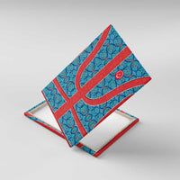 Blue Turkish Traditional Pattern and Red Canvas Wall Art with National Flag Emblem
