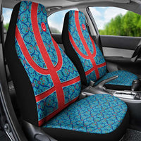 Blue Turkish Traditional Pattern and Red Car Seat Cover with National Flag Emblem