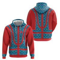 Blue Turkish Traditional Pattern and Red Hoodie with National Flag Emblem
