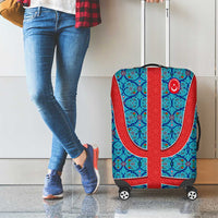 Blue Turkish Traditional Pattern and Red Luggage Cover with National Flag Emblem
