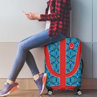 Blue Turkish Traditional Pattern and Red Luggage Cover with National Flag Emblem
