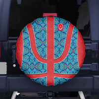 Blue Turkish Traditional Pattern and Red Spare Tire Cover with National Flag Emblem