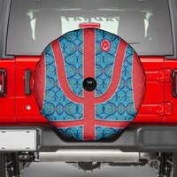 Blue Turkish Traditional Pattern and Red Spare Tire Cover with National Flag Emblem