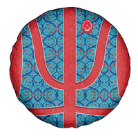 Blue Turkish Traditional Pattern and Red Spare Tire Cover with National Flag Emblem