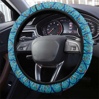 Blue Turkish Traditional Pattern and Red Steering Wheel Cover with National Flag Emblem
