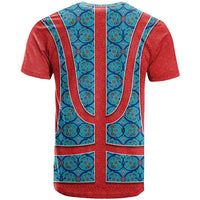 Blue Turkish Traditional Pattern and Red T Shirt with National Flag Emblem