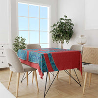 Blue Turkish Traditional Pattern and Red Tablecloth with National Flag Emblem