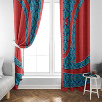 Blue Turkish Traditional Pattern and Red Window Curtain with National Flag Emblem